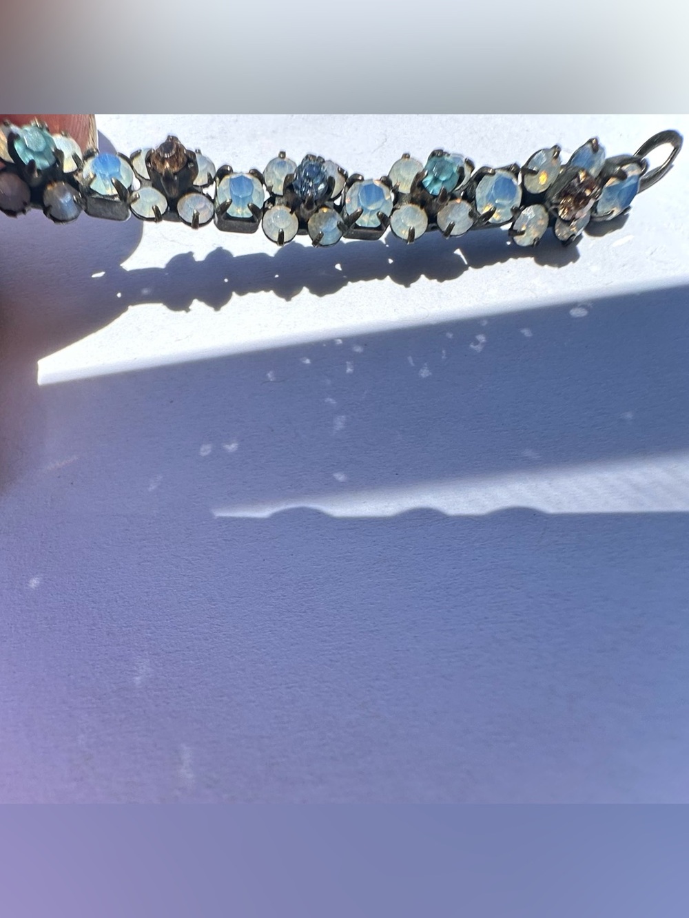 Vintage SORRELLI Swarovski Opal Faceted Aurora Crystal Gem Tennis Bracelet - Picture 6 of 10